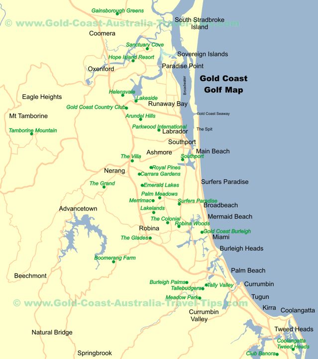 Gold Coast Golf Map 